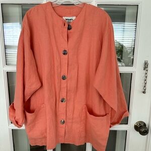 What's Up Coral Button-Front Linen Set